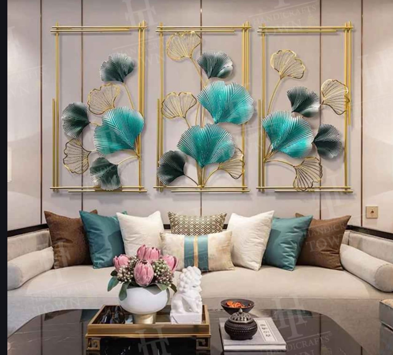 Aqua Bloom Metal Art