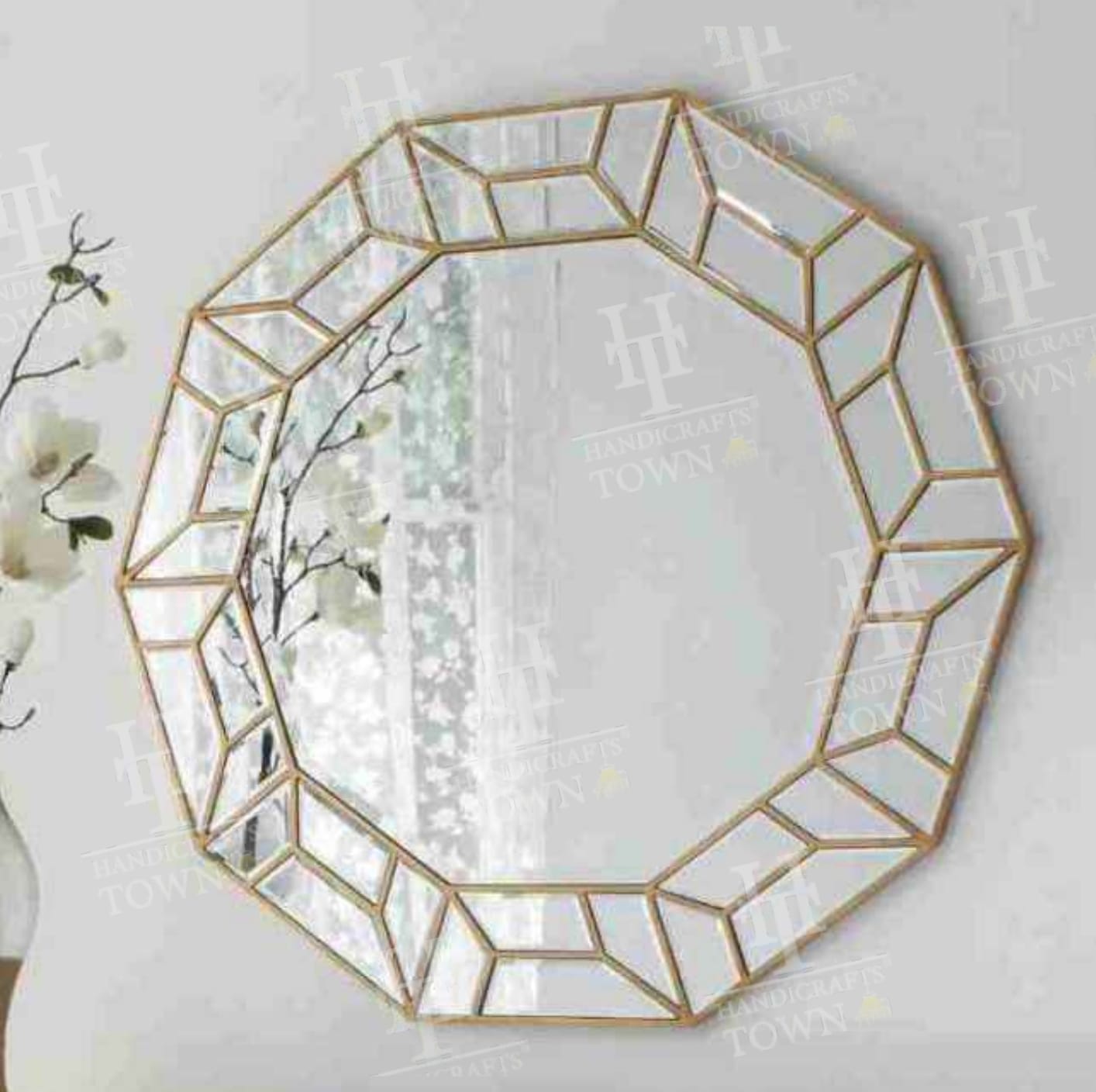 Octagonal Gold Mirror